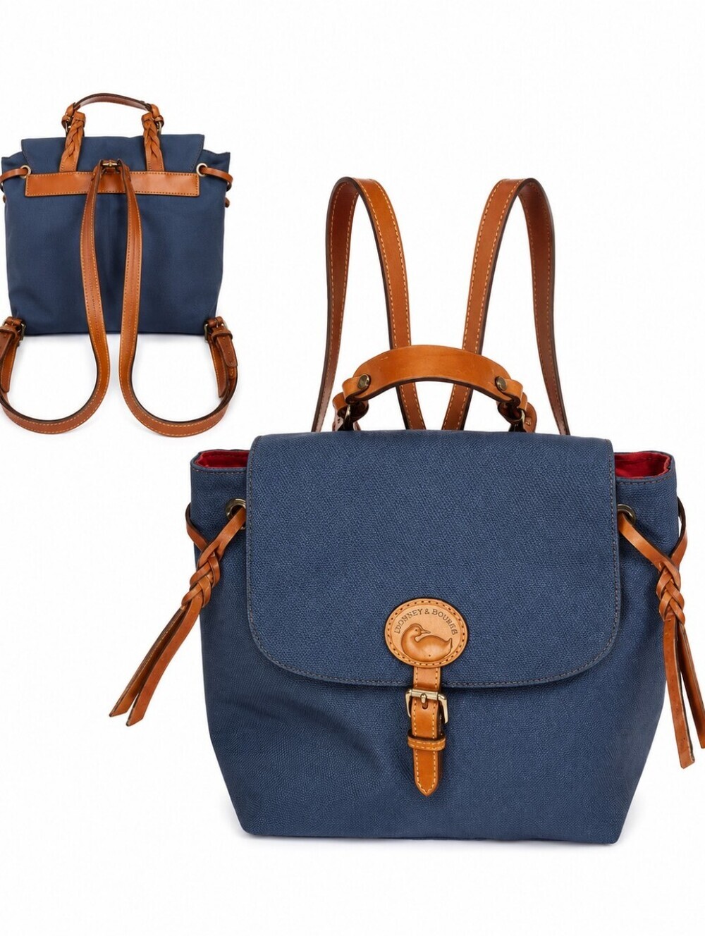 Dooney & Bourke‎  Grey Textile And Leather Flapback Backpack